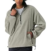 Yioaga Women Oversized Fleece Jacket Casual Half Zip Pullover Sherpa Sweatshirts Fall Winter Warm Outerwear with Pockets