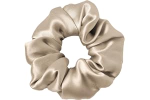 LILYSILK Silk Hair Scrunchies / Ties for Frizz & Breakage Prevention, 100% Mulberry, No Damage, Elastic ponytail Holders, 1Pc, Coffee