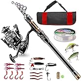 BlueFire Fishing Rod Kit, Carbon Fiber Telescopic Fishing Pole and Reel Combo with Spinning Reel, Line, Lure, Hooks and Carrier Bag, Fishing Gear Set for Beginner Adults Saltwater Freshwater