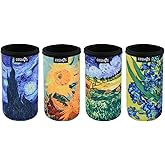 CM Soft Neoprene Slim Can Sleeves Insulators Slim Can Covers with Van Gogh Painting The Starry Night Sunflowers Painting Pattern for 12 Fluid Ounce Energy Drink & Beer Cans