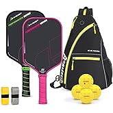 AKS Performance Series Pickleball Paddles Set - Toray T700 Raw Carbon Fiber Pickleball Paddle with Friction Surface, 16mm Powerful Polymer Core, Good Control & Spin Shots, USAP Approved