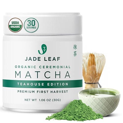 Jade Leaf Matcha Organic Ceremonial Grade Matcha Green Tea Powder - 100 ...