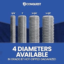Fasteners Plus Grade B7 Fully Threaded Rod, Hot Dip