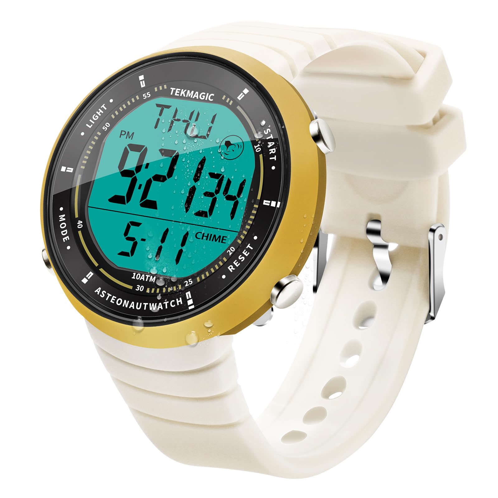 ILAME Digital Sports Wristwatch 10 ATM 100m Water Resistant with Chronograph, Stopwatch, Countdown, Dual Time, Alarm Clock, 12 and 24 Hour Format, Silicone Band