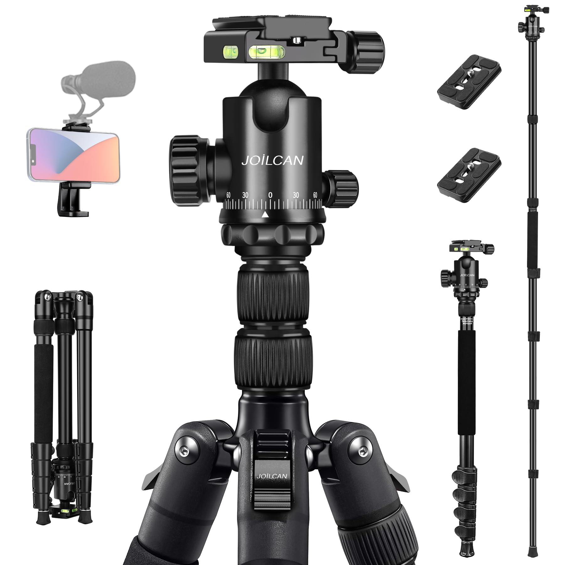 Photo 1 of JOILCAN Tripod for Camera, 81" Camera Tripod Stand, 83 inches DSLR Tripods & Monopods, Heavy Duty Travel Tripod for Binoculars Laser Level Spotting Scope Telescope, Payload 35lb