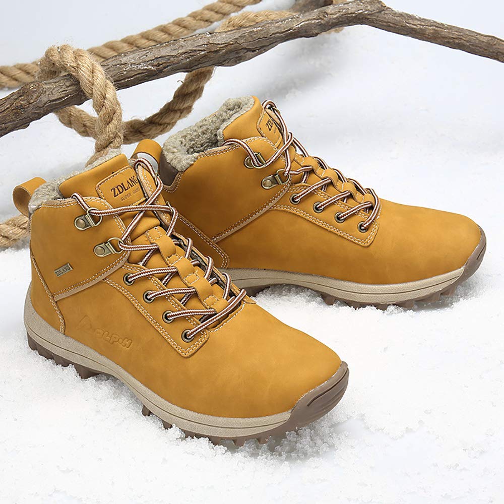 Wonvatu Men’s Winter Snow Boots Waterproof Fur Lined Hiking Boots Non-Slip Outdoor Winter Shoes