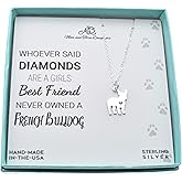 MOM & THREE DAUGHTERS French Bulldog Necklace in Sterling Silver | 18" Cable Chain | Gift for Dog Mama | Dog's Best Friend Jewelry |