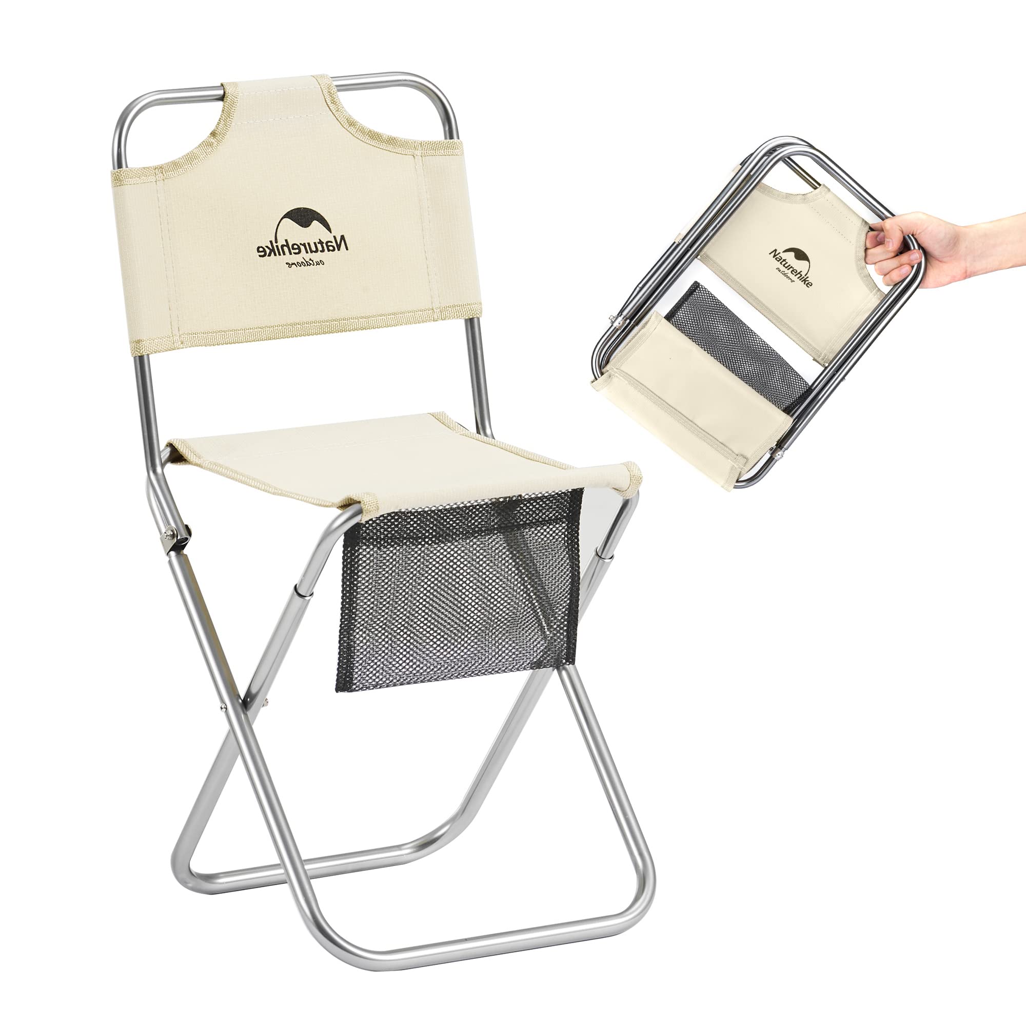 Naturehike Ultralight Folding Stool - Portable, Aluminum, Up to 75kg - 422g, White
