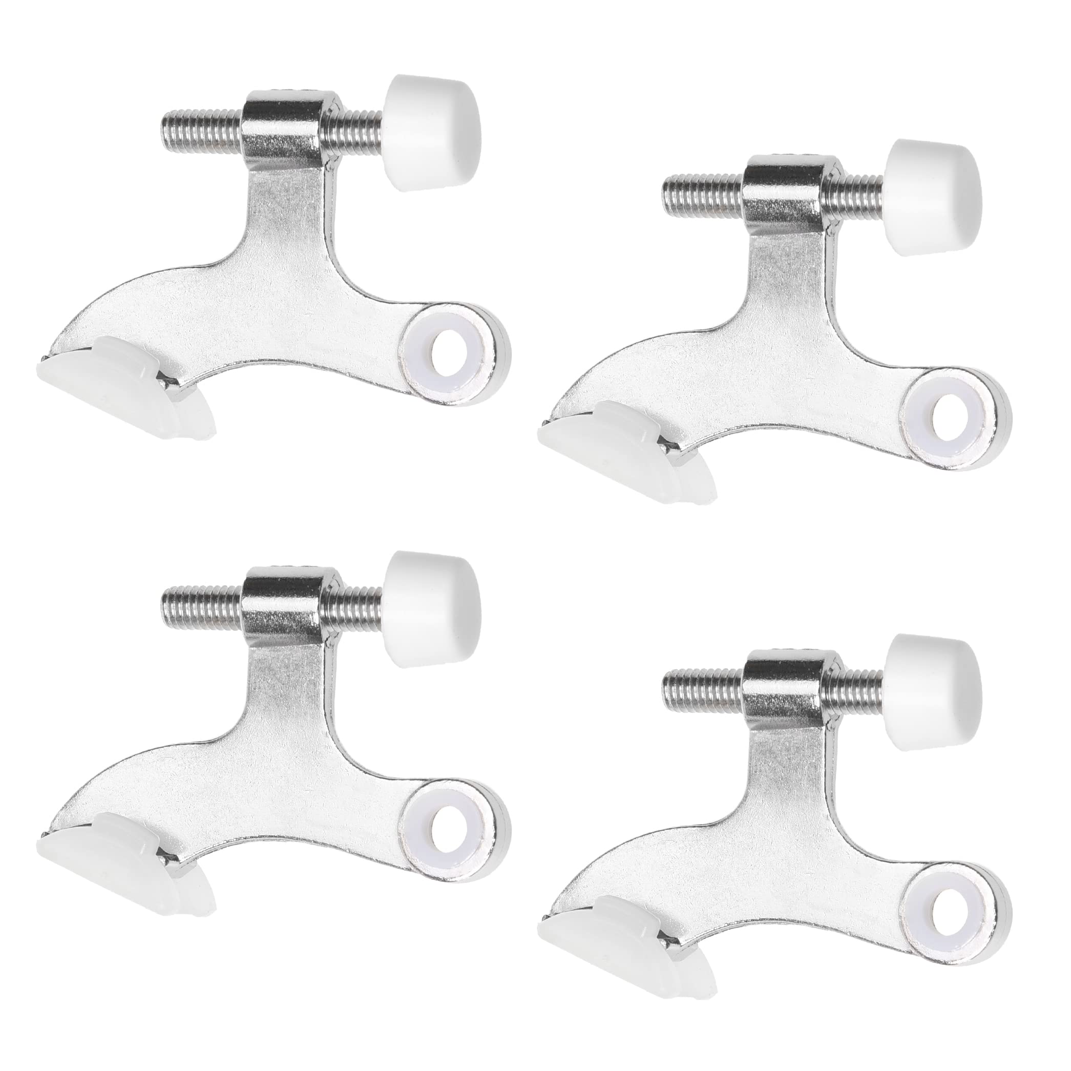 Kare & Kind 4X Nickel Hinge Pin Door Stoppers - Door Stops for Hinge - with Protective Bumper Tips - Easy to Install - Prevents Wall and Door Damage - Heavy Duty and Adjustable