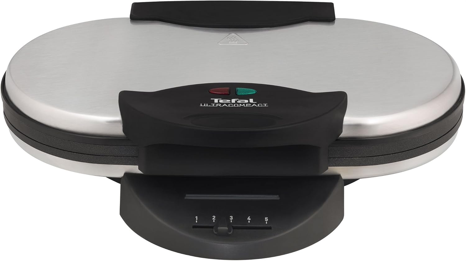 Tefal Doppel-Herzwaffeleisen WM311D [Waffelmaker für 2 Herzwaffeln gleichzeitig; stufenloser Temperaturregler für Bräunung nach Wunsch; antihaftbeschichtete Platten; Teigauffang-Vorrichtung; 1200W]