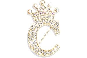 HUASAI Brooches and Pins for Women A-Z Letter Brooch Pins Rhinestone Brooches for Socks Backpacks Crafts Fashion Crystal Initial Pins Stocking Stuffers for Women Personalized Jewelry Gifts