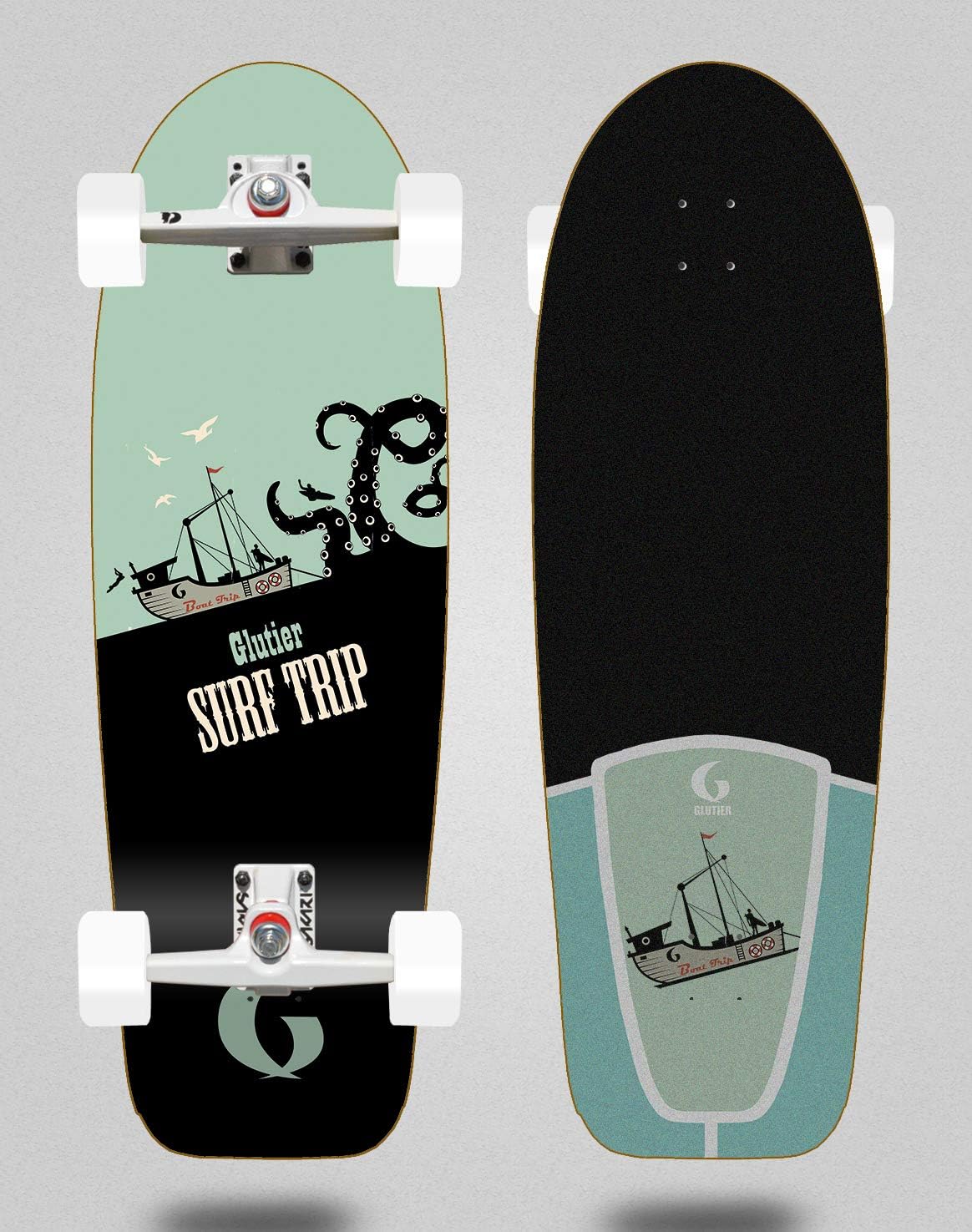Surfskate GLUTIER Boat Trip 30,5 with SGI Surf Skate Skateboard Trucks