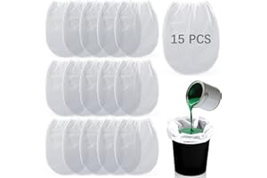 LIPETOL 15 Pcs Paint Strainer Bags 5 Gallon, Bucket Paint Filters Strainer 5 Gal with Stretchable Elastic Top Opening paint Screen for 5 Gallon Bucket Nylon White Fine Mesh Bag for Gardening, Plant Protection