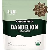 J Mac Botanicals, Organic Dandelion Leaves (16 oz bag) USDA Certified Organic Dandelion leaf tea, te diente de leon organico, Packaged in the USA, Cut and Sifted, No Caffeine, Fresh dried dandelion