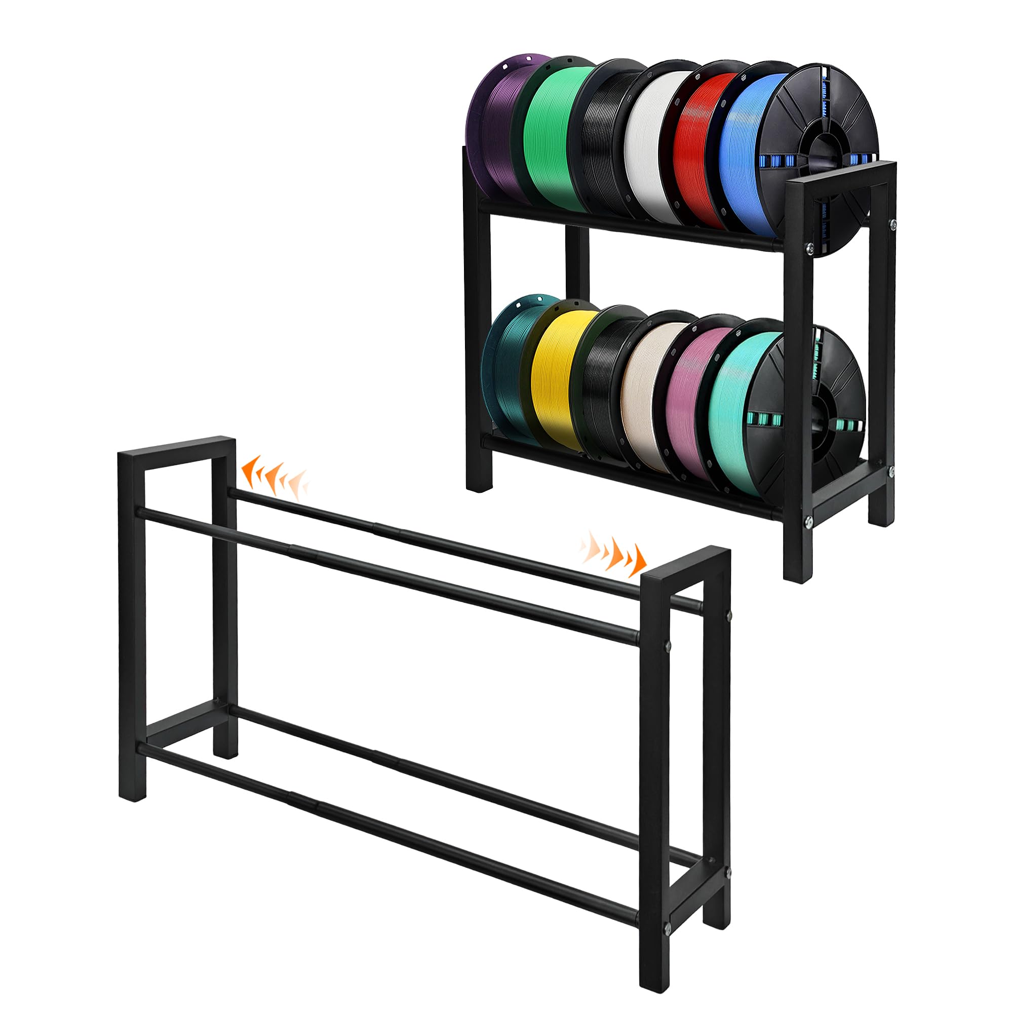 Photo 1 of 2 Tiers Expandable 3D Printer Filament Storage Rack Desktop – Adjustable Filament Spool Organizer, Heavy Duty for 3D Printing PLA/ABS/PETG/TPU/Nylon Filament, Ideal for Home, Office, Workshop(MT4038)