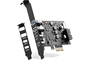 USB PCIe Card PCI Express to 6 Ports USB Expansion Card (2X Type A - 2X USB C) with External 20pin Type-E Header (to Type-c F