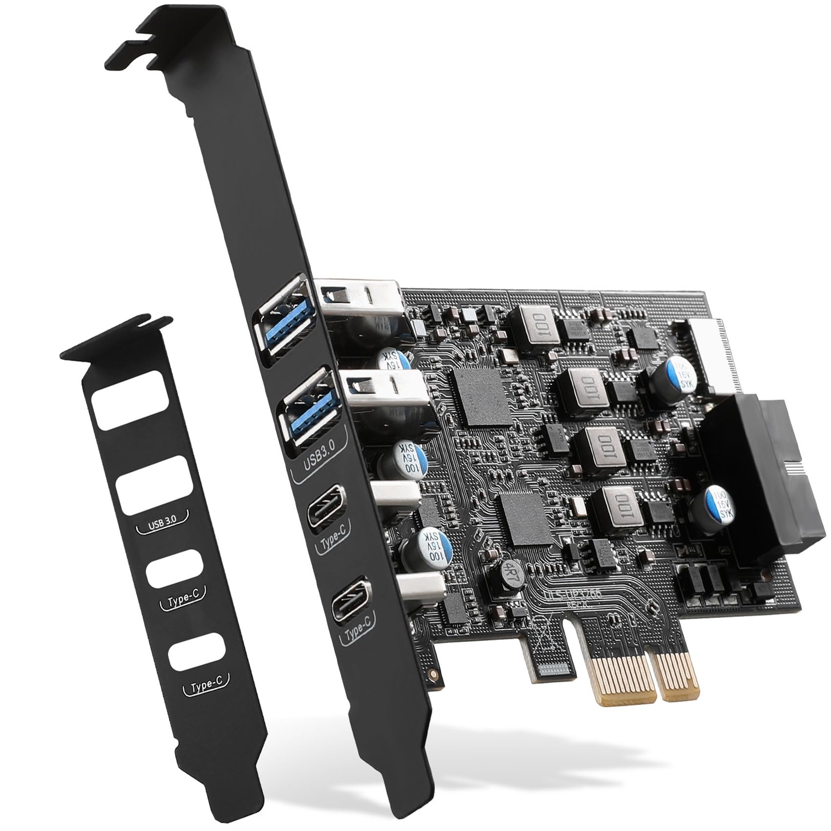 Photo 1 of USB PCIe Card PCI Express to 6 Ports USB Expansion Card (2X Type A - 2X USB C) with External 20pin Type-E Header (to Type-c Front Panel)/ 19pin Adapter Low Profile Bracket with Windows and Linux