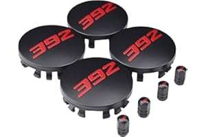 2.5 inches Wheel Hub Center Caps + Valve Stem Cover with 3D 392 Emblem for Dodge Charger Challenger Durango SRT and Ram and J