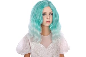 WAVELNM Mint Green Wig for Kids Girls Green Ombre Wigs Child Short Wavy Wigs Shoulder Length Wig