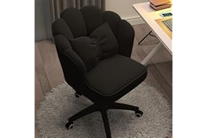 HDHNBA Vanity Chair Velvet Petal Desk Chair Upholstered Modern Tufted Home Office Chair with Back, Height Adjustable Computer Task Chair for Bedroom Living Room