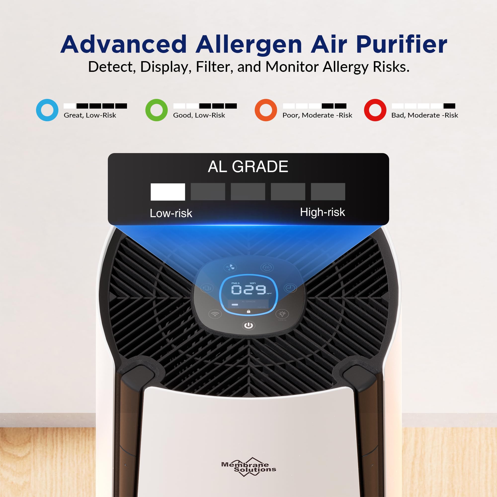 Membrane Solutions Air Purifiers for Home Large Room up to 3027 Ft² in 1 Hr With Smart WiFi & Alexa, ECO &AUTO Mode, 21dB Quiet Air Cleaner Removes Pet Dander Odors Mold Allergies Dust Pollen, MS601