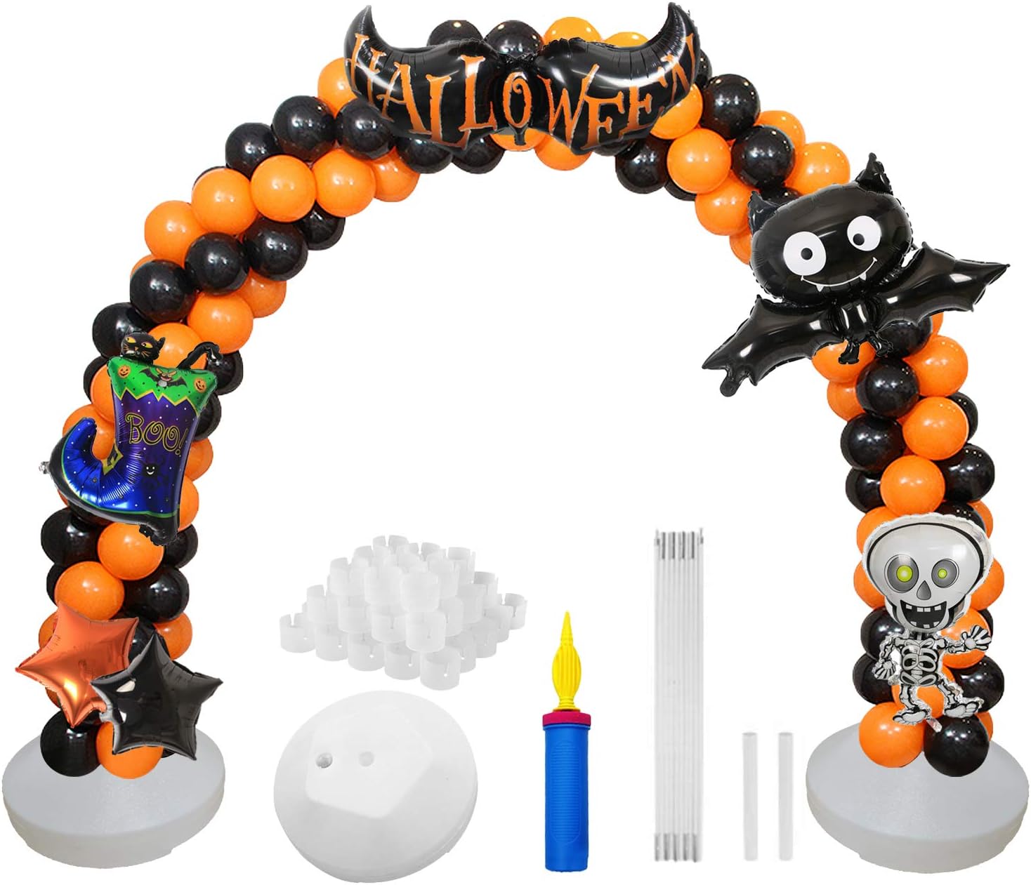 Halloween Decorations, Large Ballon Arch Kit and Balloon Column Stand Kit - 8FT Tall & 10Ft Wide Easy to Assemble for Outdoor Halloween Party Decorations