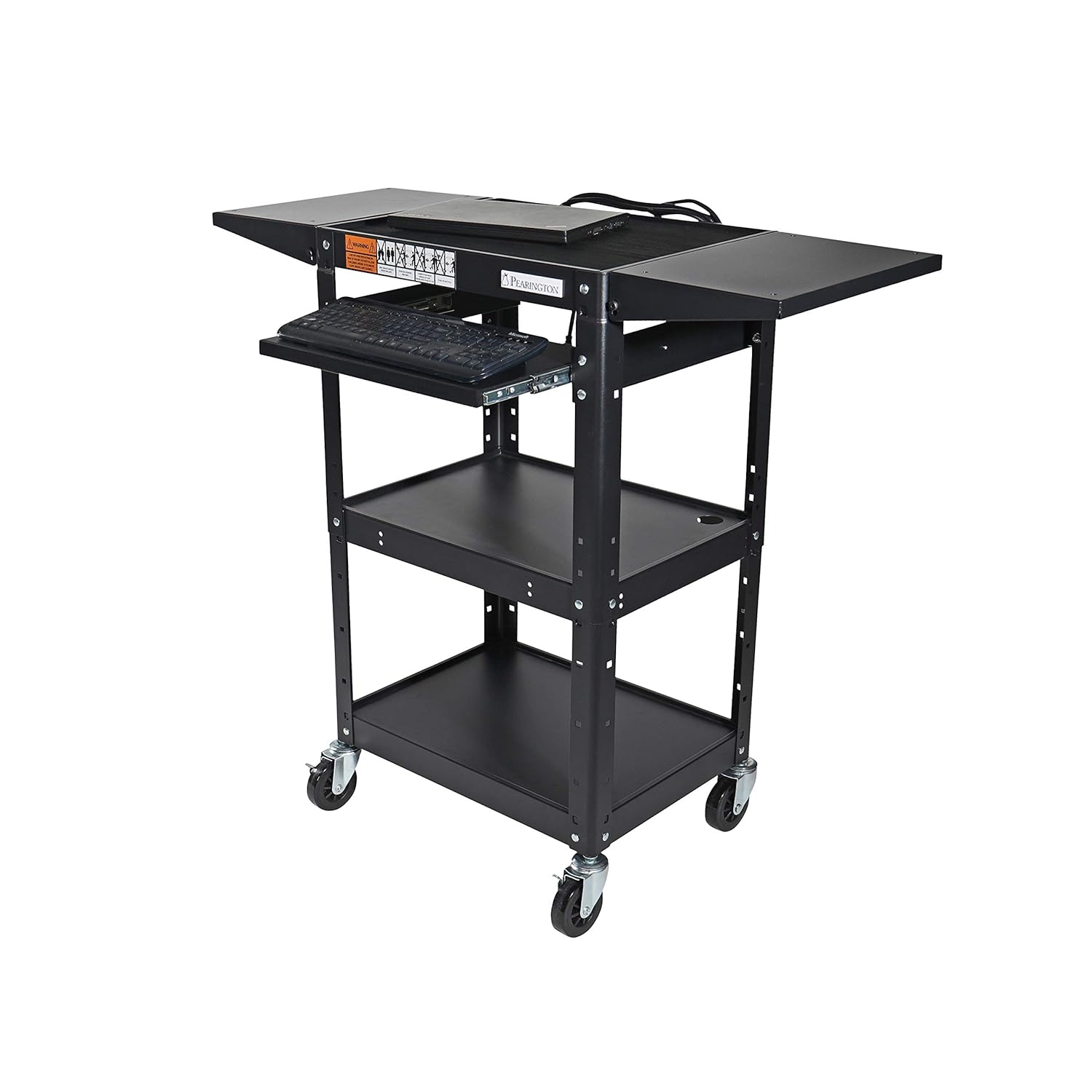 Pearington Rolling AV Cart with Drop Leaves and Adjustable Shelves for TV, Printer, or Laptop: Industrial & Scientific