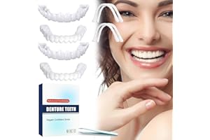 EELEAN 4 PCS of dentures Dentures Veneer clamp Teeth Confident Smile dentures Veneer False White Teeth whitening Alternative for Men and Women Bad Teeth