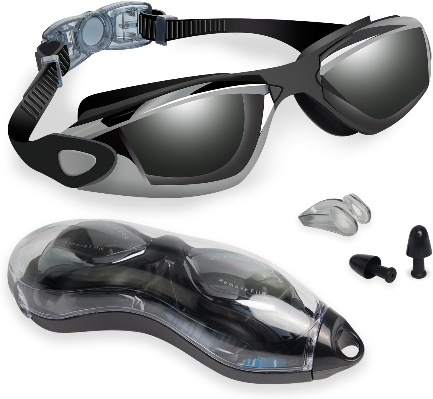Backever Swimming Goggles Swim Goggles No Leaking Anti Fog UV Protection Triathlon Swimming Glasses Goggles for Women Men Youth Adult with Nose Clip, Ear Plugs, Protection Case