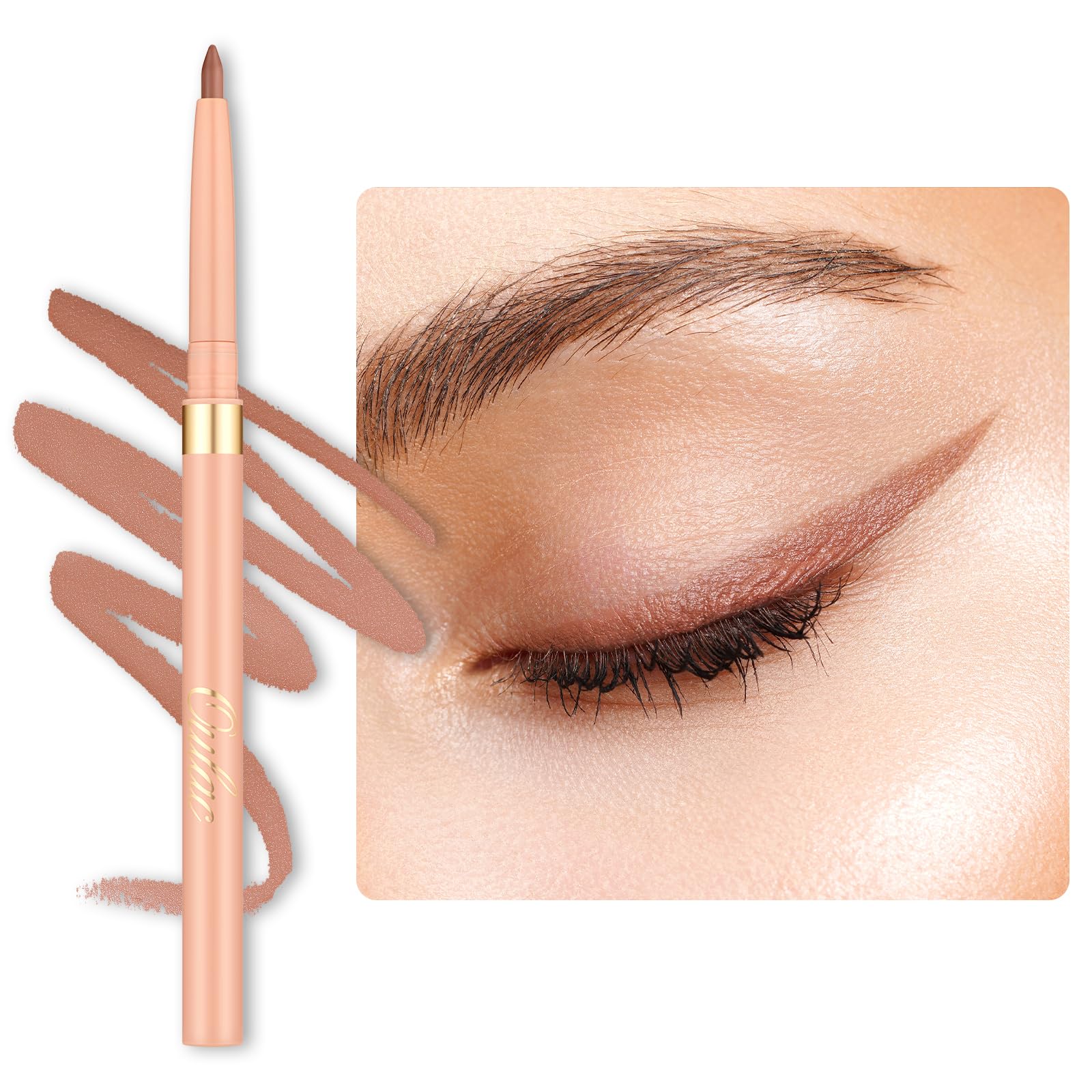 OULAC Matte Taupe Eye Liner & Lip Liner 2 in 1, Waterproof, Smudge-proof Retractable Eyeliner Pencils Lasts 24H+, Highly Pigmented and Smooth, Vegan (LL02) Tempting Taupe