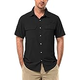 33,000ft Men's UPF 50+ UV Short Sleeve Hiking Fishing Shirt Quick Dry Cooling PFG Sun Protection Shirt for Travel Safari