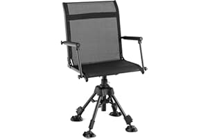 Tangkula Hunting Chair, 360 Degree Silent Swivel Blind Chair with 4 Adjustable Legs, Foot Pads & Armrests, Portable Folding H