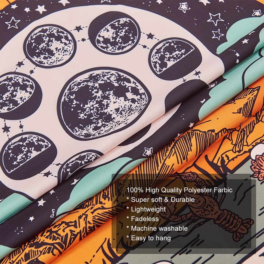 Tarot Tapestry The Moon Tarot Card Tapestry Medieval Europe Mysterious Tapestries with Seamless Nails for Room Home Decor Small: Everything Else