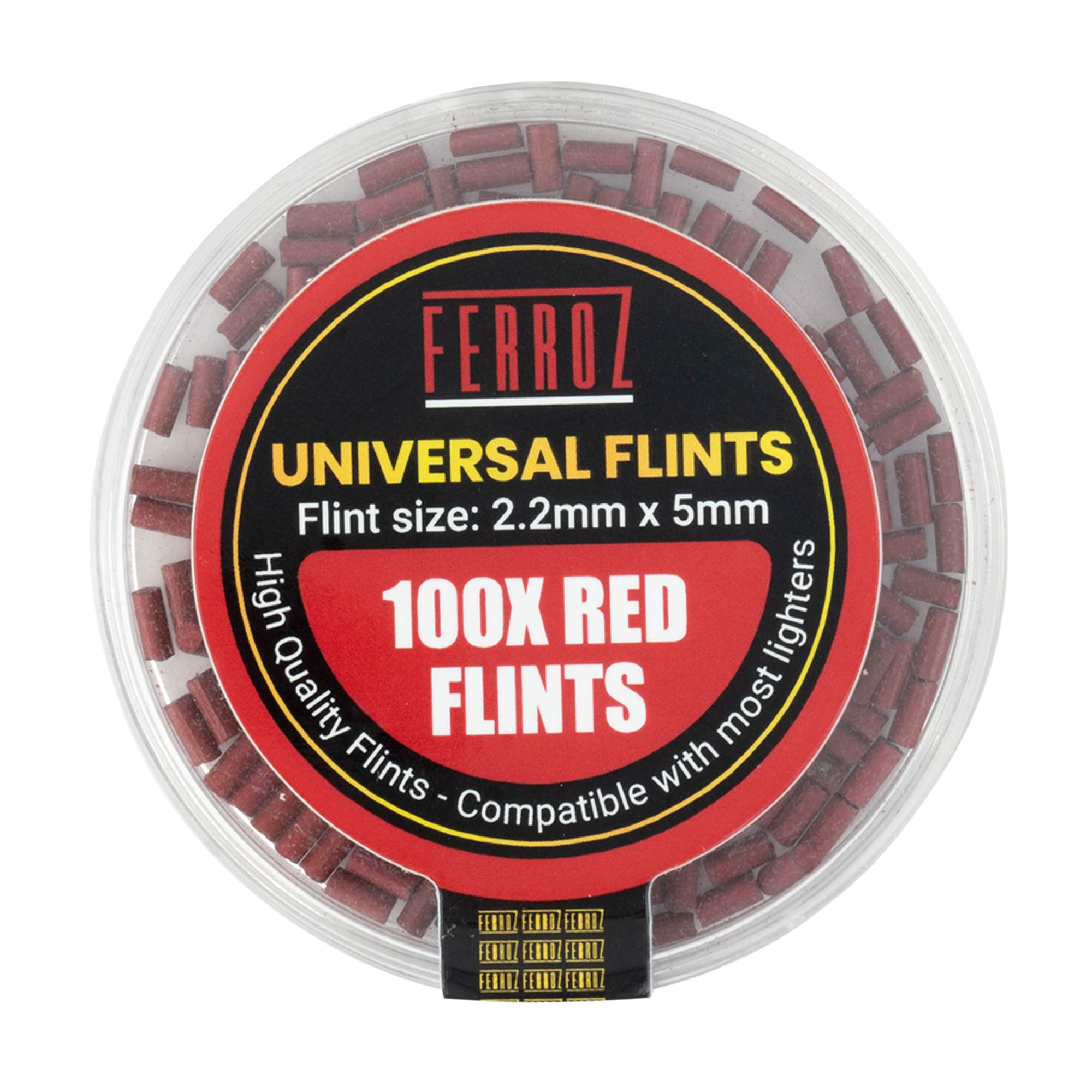 FERROZ Universal Lighter Flints - Replacement Flint Compatible with Most Lighters (Red, 100)