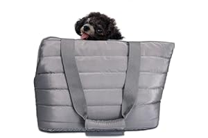 LeerKing Small Dog Carrier Purse Cat Rabbit Puppy Small Pet Travel Tote Bag with Fleece PVC Base Plate Grey