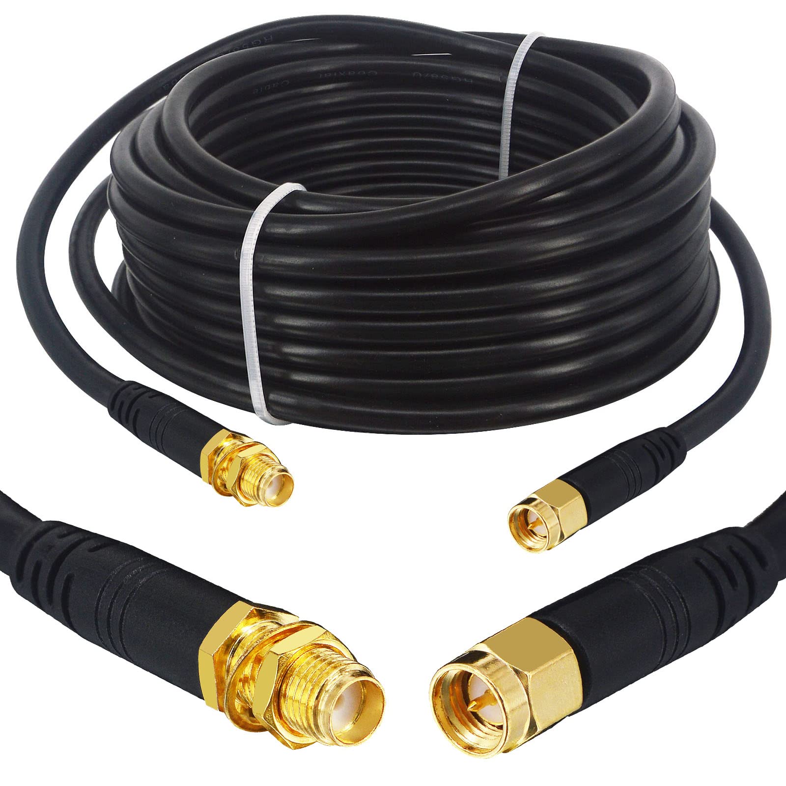 Boobrie Upgraded WIFI Antenna Cable 15M Low Loss RG58 SMA Male to Female Cable RG58 50 ohms SMA Antenna Extension Pigtail Jumper Cable for PCI Card Access 3G 4G 5G LTE WiFi Router