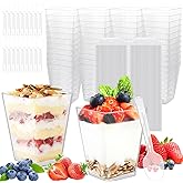 JMIATRY 100PCS 5OZ Clear Plastic Dessert Cups with Lids and Spoons 150ML Mini Parfait Cups with Lids Pudding Cups Mini Desser
