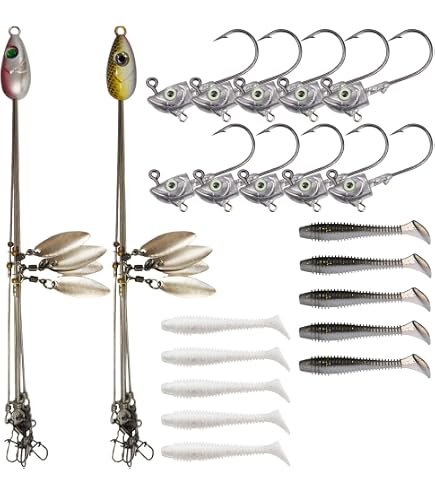 3 Pcs 8.5 in 0.6 Oz Alabama Rigs, 5 Arm Umbrella Rig Swimbait with 4 Willow Leaf Bass Fishing Lure for Trout Salmon Freshwater Saltwater : Sports & Outdoors