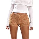 SOLY HUX Women's Knit Micro Shorts Striped Y2k Low Rise Booty Mini Shorts Color Block Strechy Loungewear