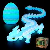 SYEFKJSA 3D Printed Dragon Eggs with Dragon Inside - 12Inch,Articulated Fidget 3D Printed Animals, Interesting Decorative Gift, Easter Basket Essentials Stuffers (Glow in the Dark)
