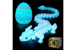 SYEFKJSA FYEFKJSA 3D Printed Dragon Eggs with Dragon Inside - 12Inch,Articulated Fidget 3D Printed Animals, Interesting Decorative Gift, Christmas Ornament & Stocking Stuffers(Glow in The Dark)