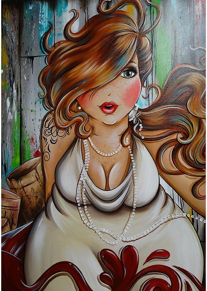 Maayun Cartoon Women Diamond Painting DIY 5D Partial Drill Cross Stitch Kits Crystal Embroidery Pictures Arts Craft for Home Wall Decor (A)