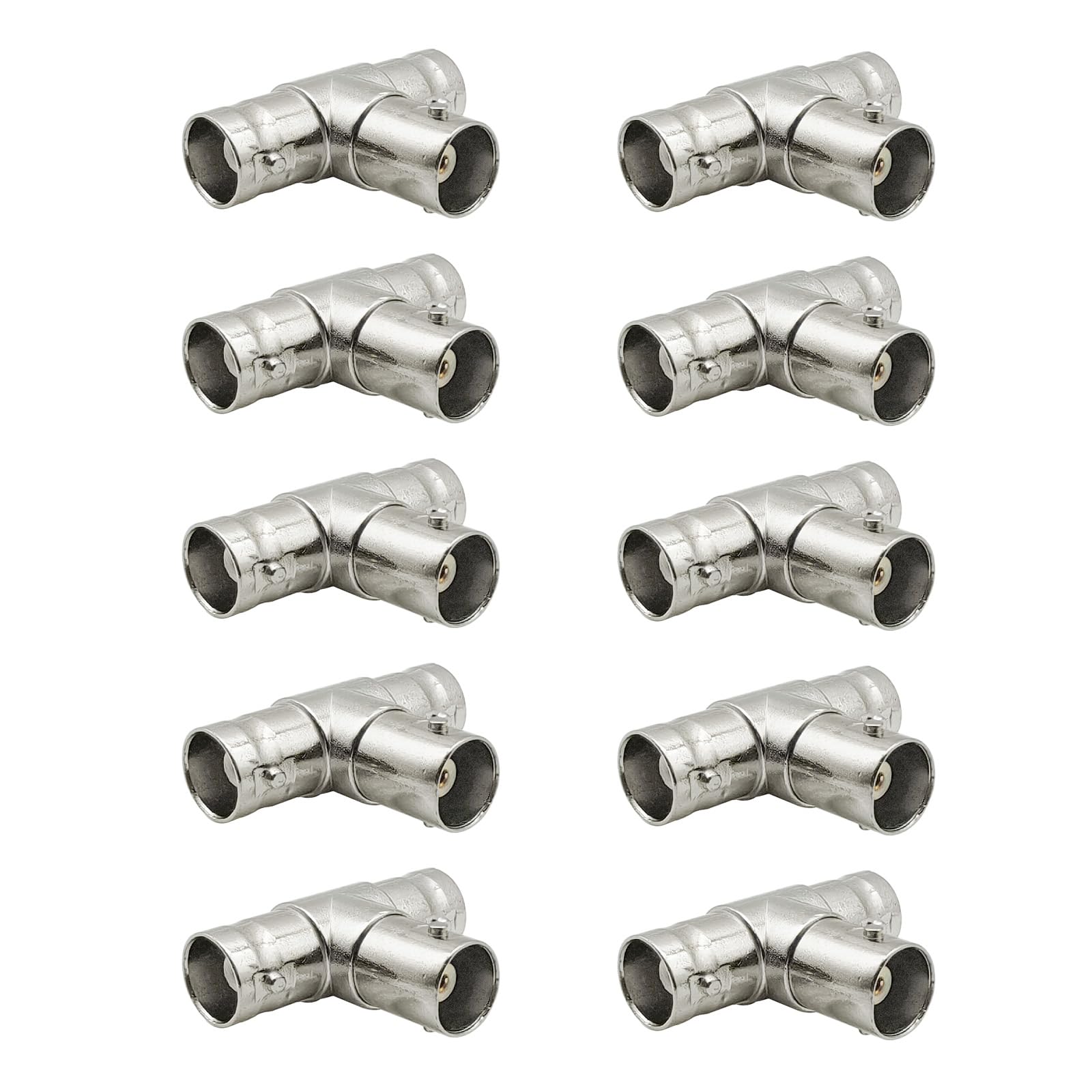 iYueMps BNC T Type 3 Way Splitter Female to Female Adapter Connector for Coax Coaxial Cable (10 Pcs)