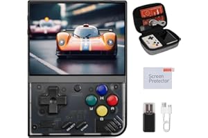 GAMELO Miyoo Mini Plus, Retro Gaming Console with 64G Memory Card, 3.5-inch IPS Screen, 3000mAH Long Endurance Battery，with Storage Case, Support 10000+ Games (Black 64G)