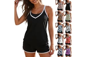 Women 2 Piece Tankini Swimsuit with Pockets Boy Shorts Modest Bathing Suit 2026 Summer Quick Dry Beach Swimwear