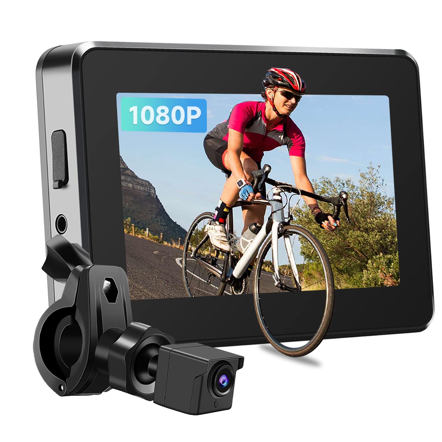 Photo 1 of Bike Camera Rechargeable Battery 360° Rotation - Color Night Vision 3 Mins Easy Installation Wide View Handlebar 4.3'' HD 1080P Monitor Bicycle Rear View Camera for Mountain Ebike Wankskey