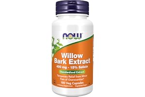 NOW Foods Supplements, White Willow Bark 400 mg with 15% Salicin, Standardized Extract, 100 Veg Capsules