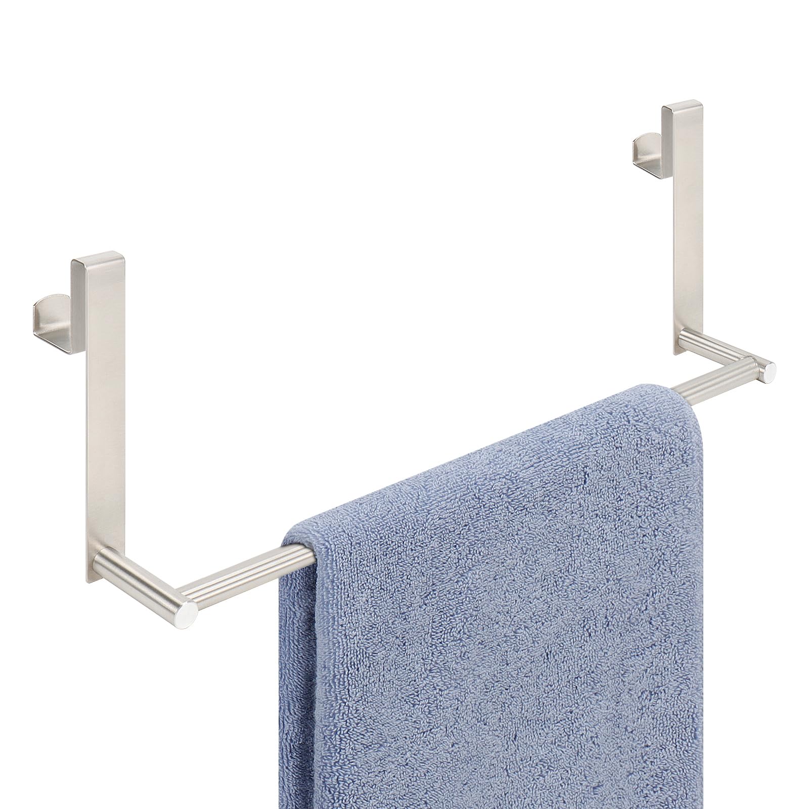 Photo 1 of Livabber Over Glass Shower Door Towel Bar, 304 Stainless Steel Hanging Towel Rack Holder with 2 Hooks, Shower Glass Door Hanger for Bathroom, 18 Inch (Brushed Nickel)
