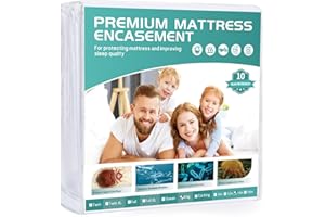 WINKAURA King Mattress Protector Cover【Sealed Zipper+Terry Cloth】 76"x 80" Fits [13/14/15/16 in] Deep, 6-Side Encases Waterproof Breathable Mattress Pad Cover