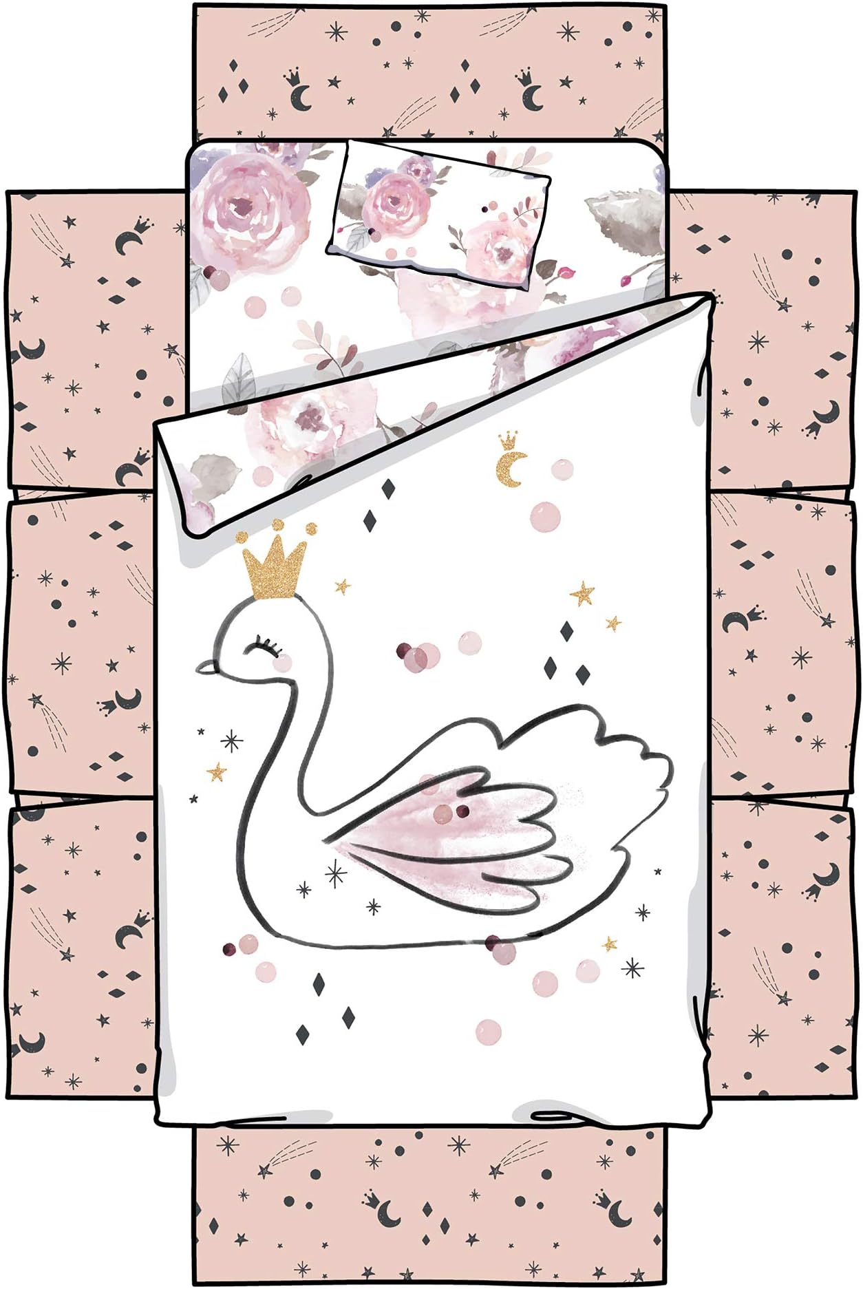 South Shore DreamIt 4-Piece Babby Bedding Floral, White and Pink